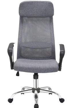 Drehstuhl mit Armlehnen Chromfarbig/ Mesh Grau