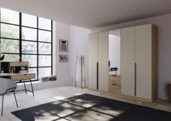 Drehtürenschrank CAMBRIDGE 2 226 x 210 x 54 cm Artisan Eiche/Champagner/Spiegel mittig