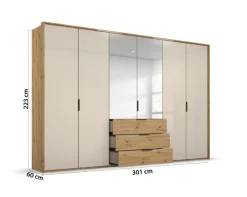 Drehtürenschrank SEAMO Artisan Eiche/ Glas Champagner