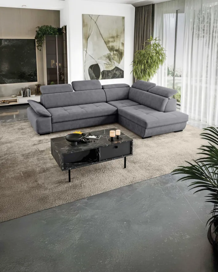 Ecksofa LISBON 286 x 216 cm grau