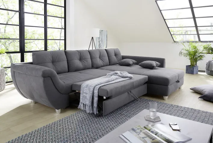Ecksofa MACARIO 330 x 207 cm grau