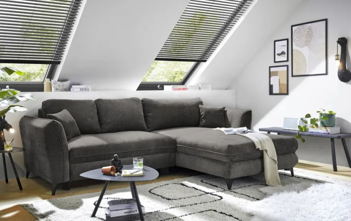 Ecksofa MADELYN 286 x 192 cm stonegrau