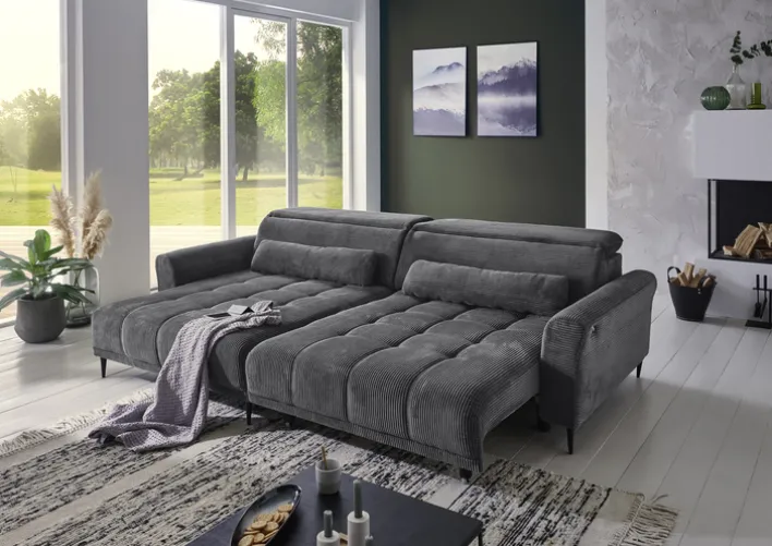 Ecksofa RAY 179 x 277 Cord dunkelgrau