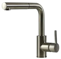 Einhebel-Mischbatterie (80007-ESO) mit herauziehbarem Auslauf steelfinish