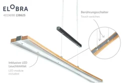 ELOBRA CCT LED Pendellampe PANAMA Nickelfarbig mit Holz