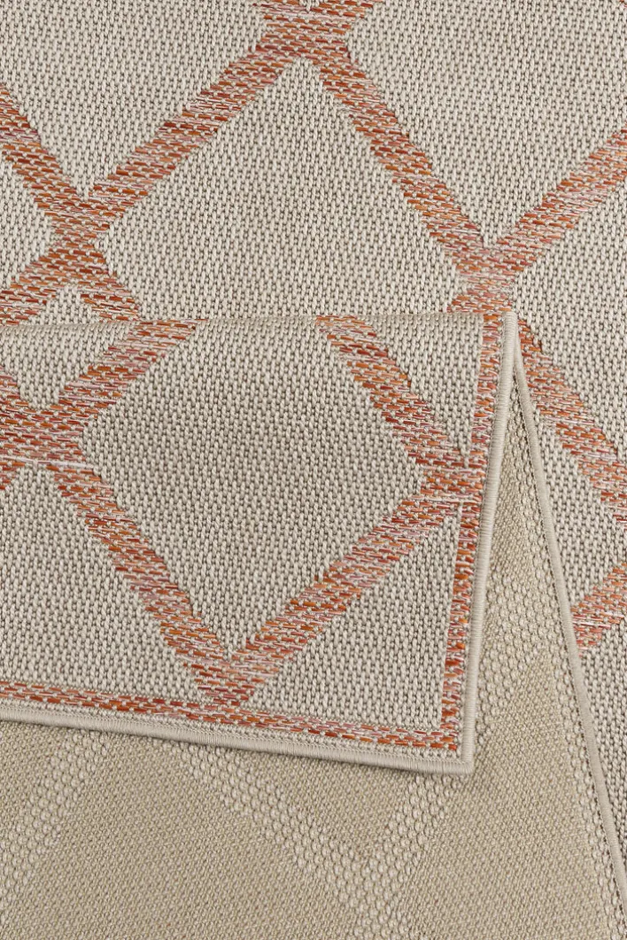 ESPRIT Outdoorteppich RHOMB 80 x 150 cm beige/rot