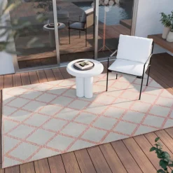 ESPRIT Outdoorteppich RHOMB 80 x 150 cm beige/rot