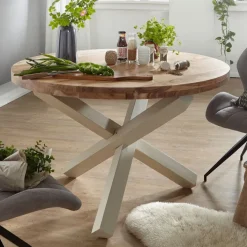 Esstisch 120 cm braun/ weiß