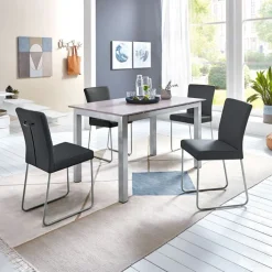 Esstisch 130 x 80 cm NB Betonoptik foliert/Metall grau gepulvert