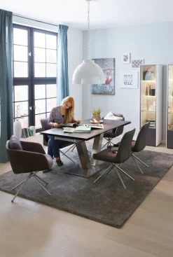 Esstisch 160-240 x 90 cm Oxydo Darknight / Edelstahl