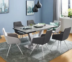 Esstisch 160-240 x 90 cm Oxydo Darknight / Edelstahl