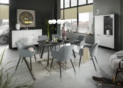 Esstisch CHICAGO 160/210 x 90 cm Flamed Wood Black