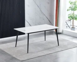 Esstisch CLEVELAND Tischplatte Keramik Snow White matt 160 x 90 cm