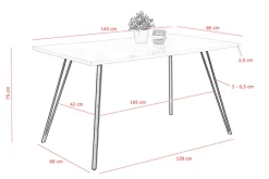Esstisch JENNIFER 180 x 90 cm Hochglanz weiß/schwarz