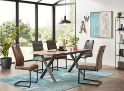 Esstisch MOMBASA 160 x 90 cm Akazie massiv natur/schwarz vintage lackiert