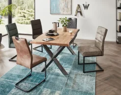 Esstisch MOMBASA 160 x 90 cm Akazie massiv natur/schwarz vintage lackiert