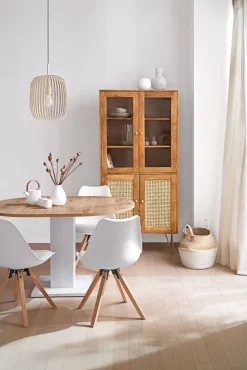 Esstisch TAPAS Ø 90-130 x 90 cm braun/weiß