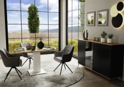 Esstisch TAPAS Ø 90-130 x 90 cm braun/weiß