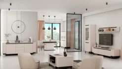 Esstisch VODOL 160-200x75 cm Sand/Schwarz