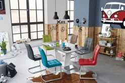 Esszimmerstuhl HURLEY Lederlook grau