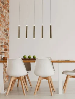 FABAS LUCE LED Balkenpendel PRADO 5-flg messingfarbig