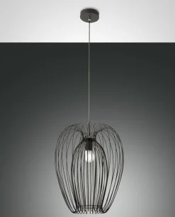 FABAS LUCE Retrofit Pendelleuchte CAMP 40 cm schwarz