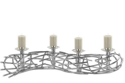 FINK Kerzenhalter CARA 80 cm Metall vernickelt silberfarbig
