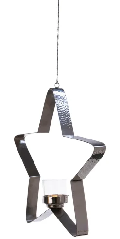 Fink Weihnachten Teelichthalter STACEY 30cm Edelstahl/Glas