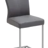 Freischwinger Stuhl Kunstleder grau/Edelstahl
