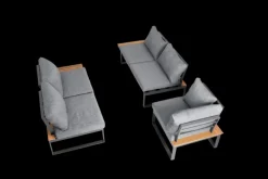 Garden FLAIR Dining Gartenlounge BASEL U 5-tlg grau /Akazie braun