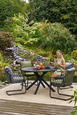 Garden FLAIR Gartenstuhl RIKA 2er Set anthrazit /Rope grau