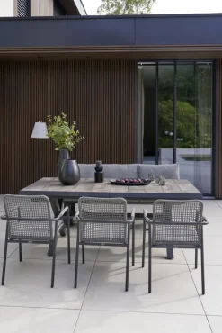 Garden FLAIR Stapelstuhl Garten REPTON ROPE 2er Set anthrazit /hellgrau