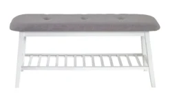 Garderobenbank 100 x 44 cm Weiß/ Grau