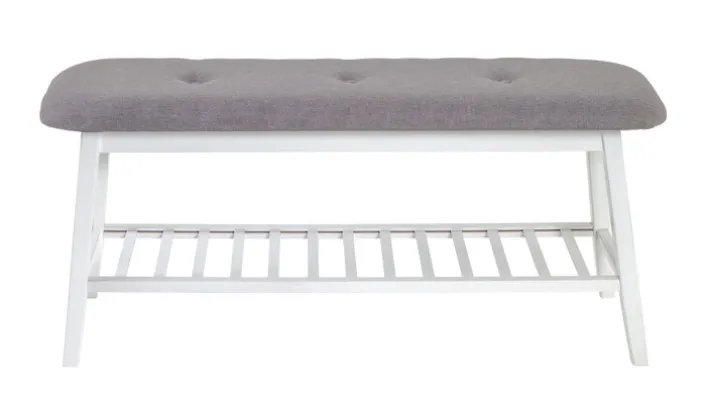 Garderobenbank 100 x 44 cm Weiß/ Grau