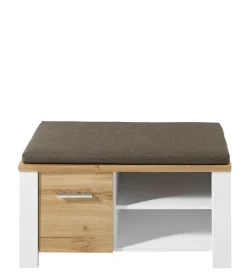 Garderobenbank MATERIO 90 x 50 x 39 cm Holznachbildung braun/weiß