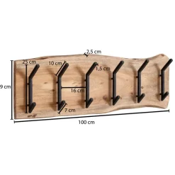 Garderobenpaneel 100 x 29 cm Akazienholz massiv