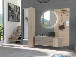 Garderobenpaneel 70 x 175 cm Riva-Eiche-Dekor/schwarz