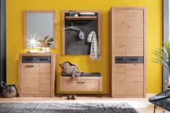 Garderobenpaneel 93 x 108 x 28cm Holznachbildung balkeneiche