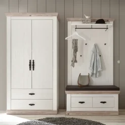 Garderobenpaneel FLORENZ 107 x 153 cm weiß/braun