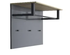 Garderobenpaneel GALAVERNA 82 x 68 cm grau Hochglanz/Artisan-Eiche-Dekor