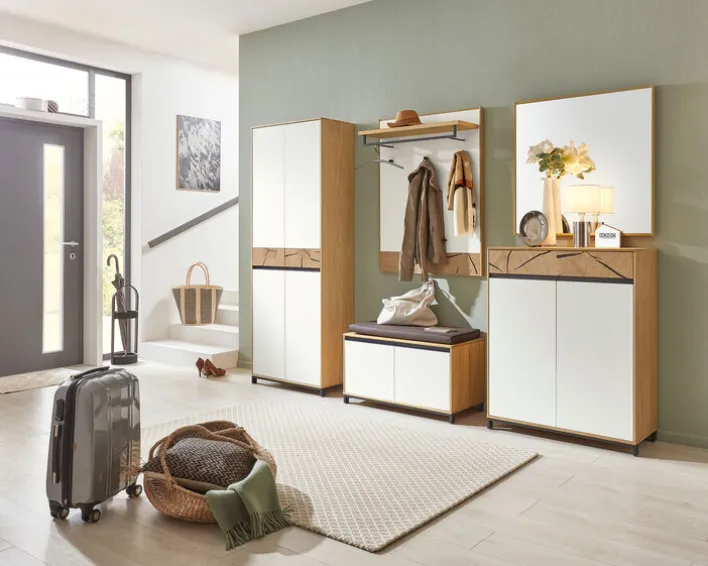 Garderobenpaneel KASTINA 83 x 109 cm Eiche Bianco/ Lack weiß