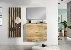 Garderobenpaneel Renell 64 x 148 cm Graphit/Navarra-Eiche-Dekor