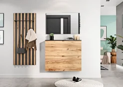 Garderobenpaneel Renell 64 x 148 cm Graphit/Navarra-Eiche-Dekor