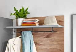 Garderobenpaneel SERATA 85 x 112 cm hellgrau/Nox Oak Dekor