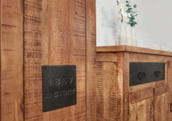 Garderobenschrank BARNEY 110 x 186 cm Mango massiv sägerau, gebeizt, lackiert/schwarz