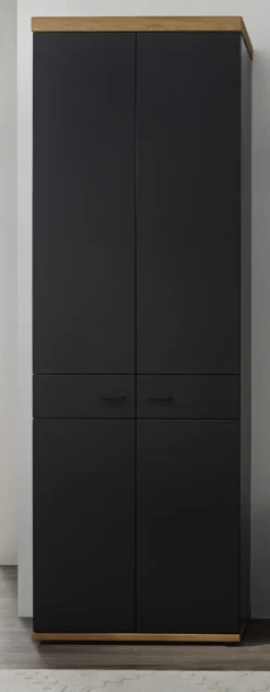 Garderobenschrank BOGOTA 70 x 211 cm Wildeiche massiv/anthrazit