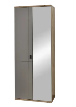 Garderobenschrank FINA 80 x 200 cm Eiche-Artisan-Dekor braun/Basalt-grau-Dekor