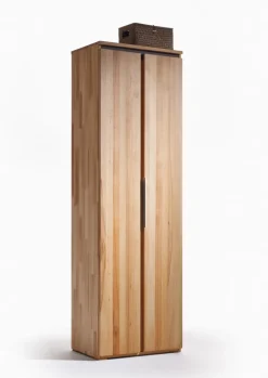 Garderobenschrank VICENZA 60 x 195 cm Kernbuche massiv natur geölt/Absetzung Anthrazit gebeizt
