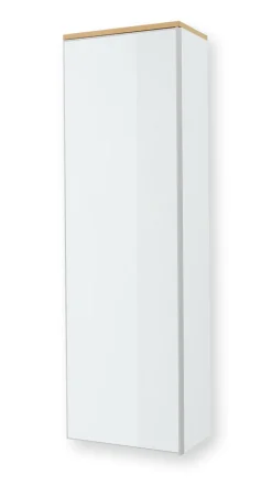 Garderobenschrank VORTINA 54 x 170 cm Lack weiß/Glas Optiweiß/Abdeckboden Balkeneiche-Dekor