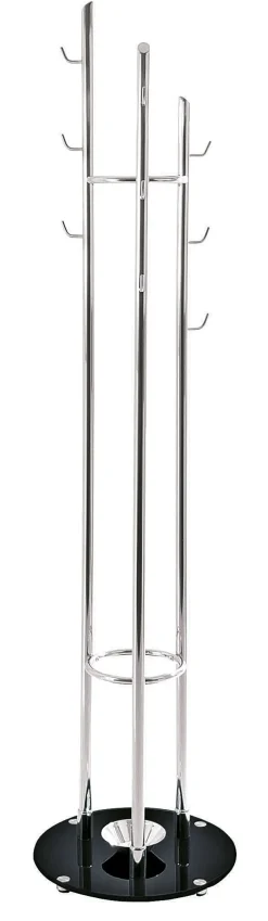Garderobenständer 40 x 183 cm Chromfarbig/schwarz